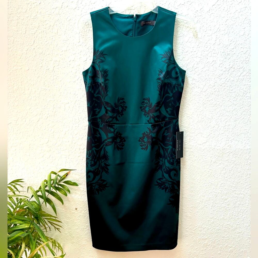 The Limited Y2K Vtg Satin Forest Floral $89 Green Regal Dress Sz 6 Small S1